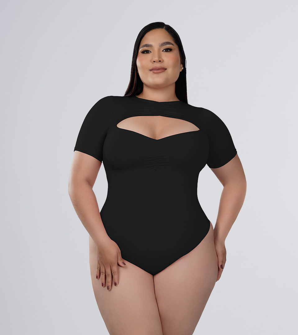 Body Control  escote corazon con detalles zurcidos Negro ⭐ Pluss