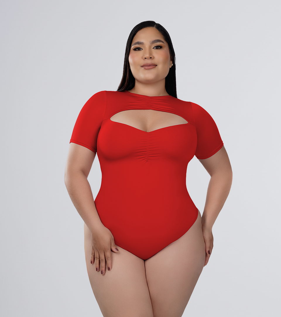 Body Control  escote corazon con detalles zurcidos Rojo ⭐ Pluss