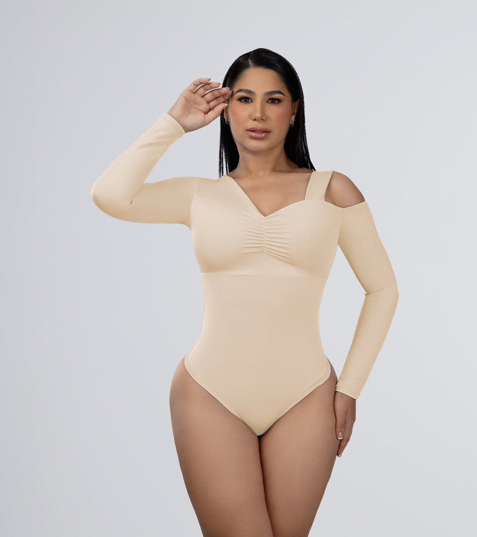 Body Control Asimetrico con Tira en Hombro Beige