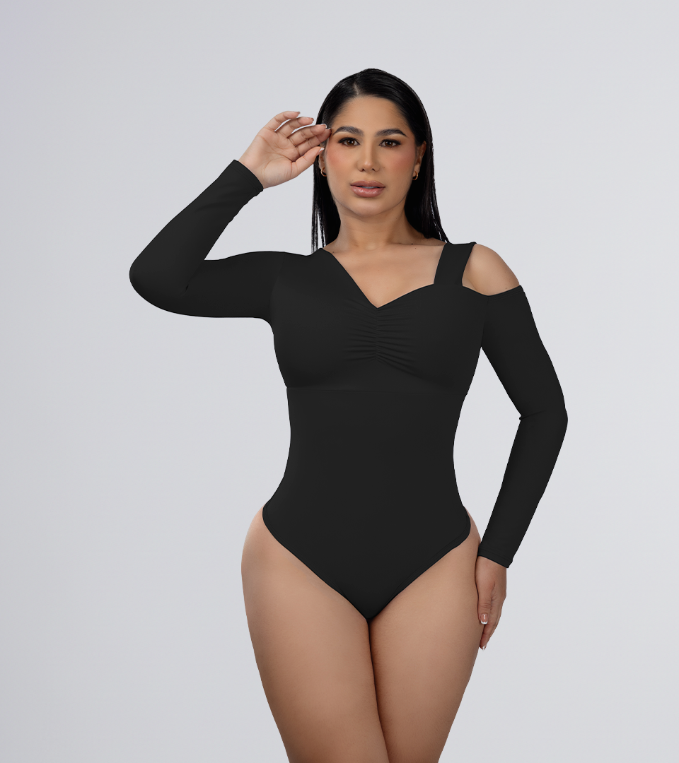Body Control Asimetrico con Tira en Hombro Negro