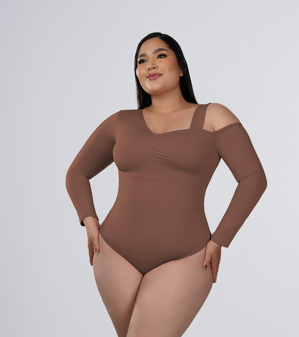 Body Control Asimetrico con Tira en Hombro Marron ⭐ Pluss