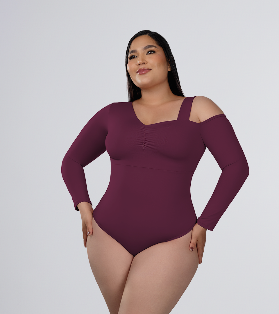Body Control Asimetrico con Tira en Hombro Uva ⭐ Pluss