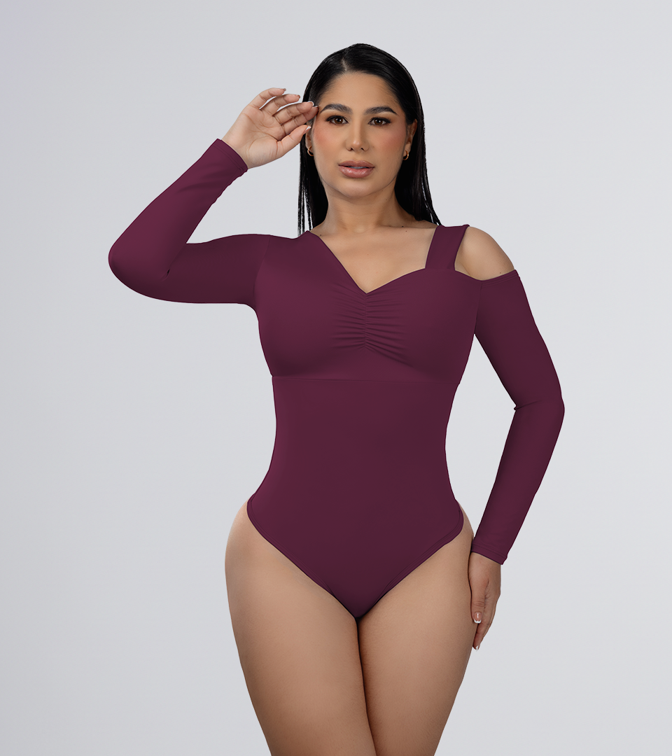 Body Control Asimetrico con Tira en Hombro Uva