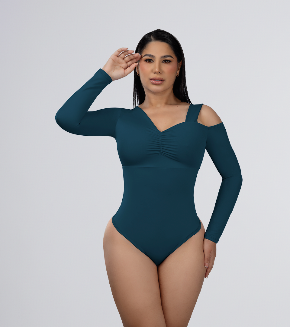 Body Control Asimetrico con Tira en Hombro Verde Botella