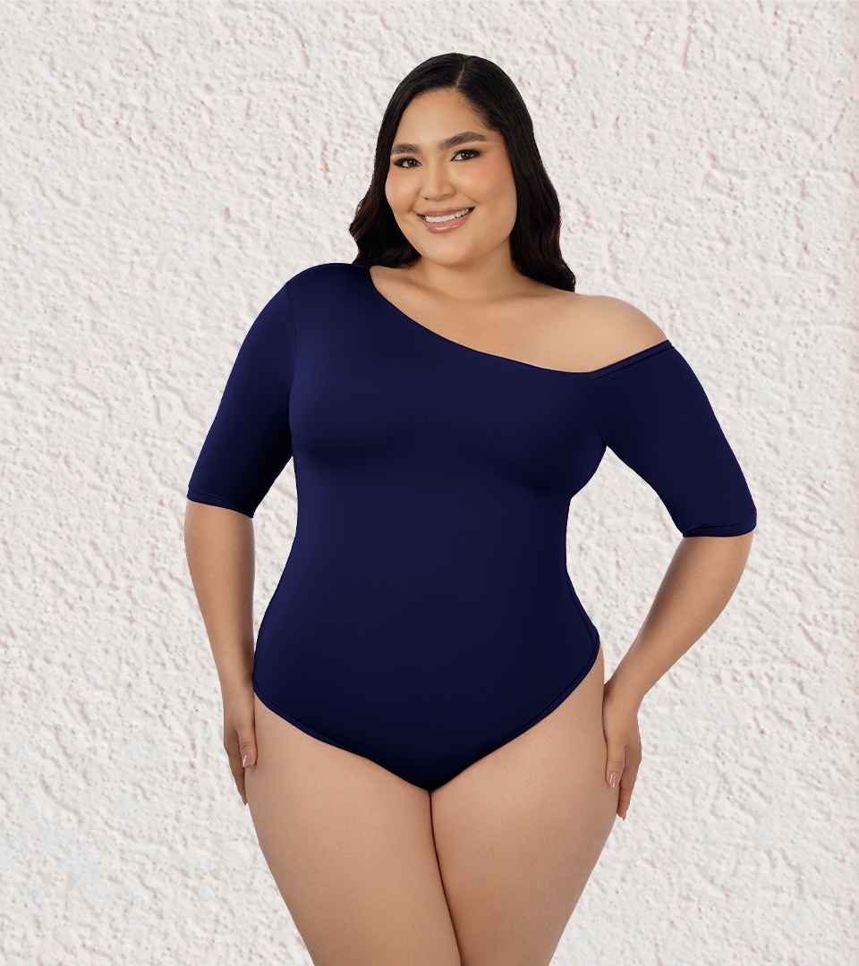 Body Control Asimetrico Manga 3/4 Azul Navi ⭐ Pluss