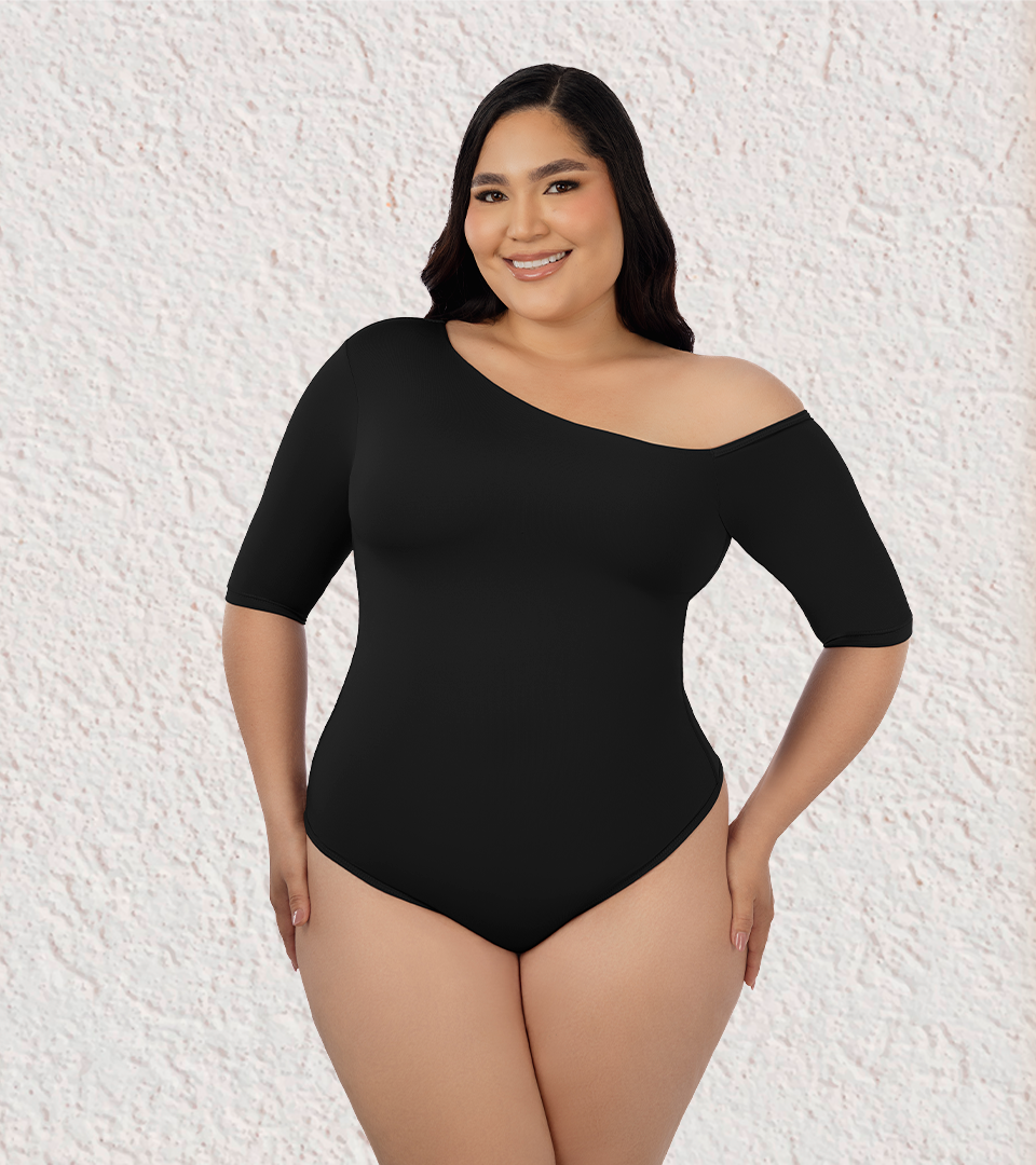 Body Control Asimetrico Manga 3/4 Negro ⭐ Pluss