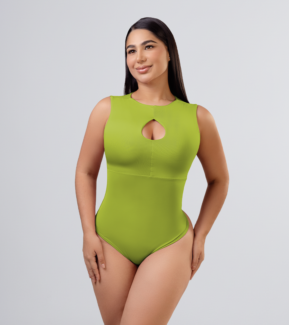 Body Control Escote Frontal Verde Oliva