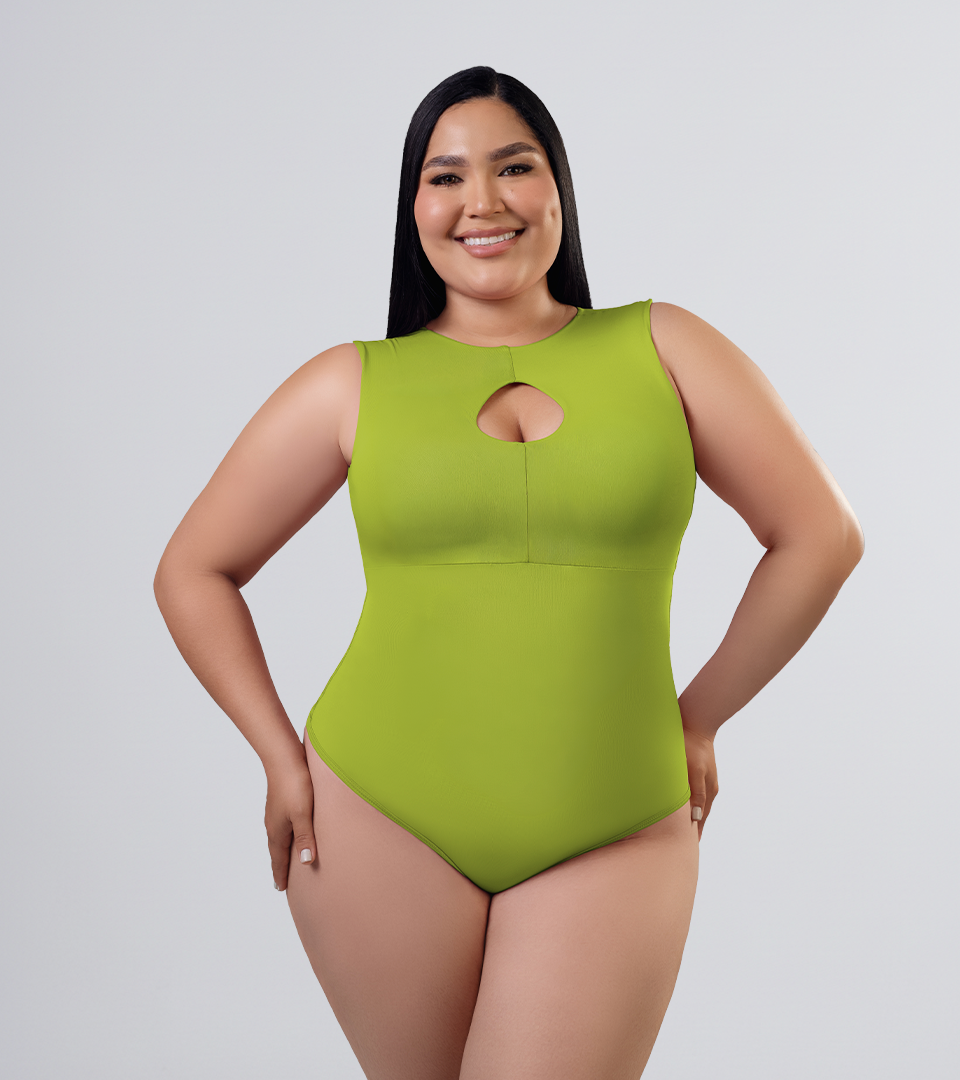 Body Control Escote Frontal Verde Oliva ⭐ Pluss
