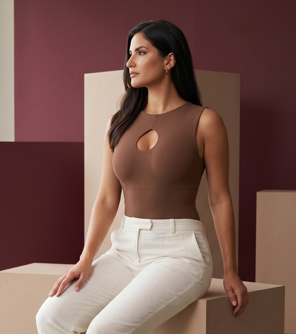 Body Control Escote Frontal Marron