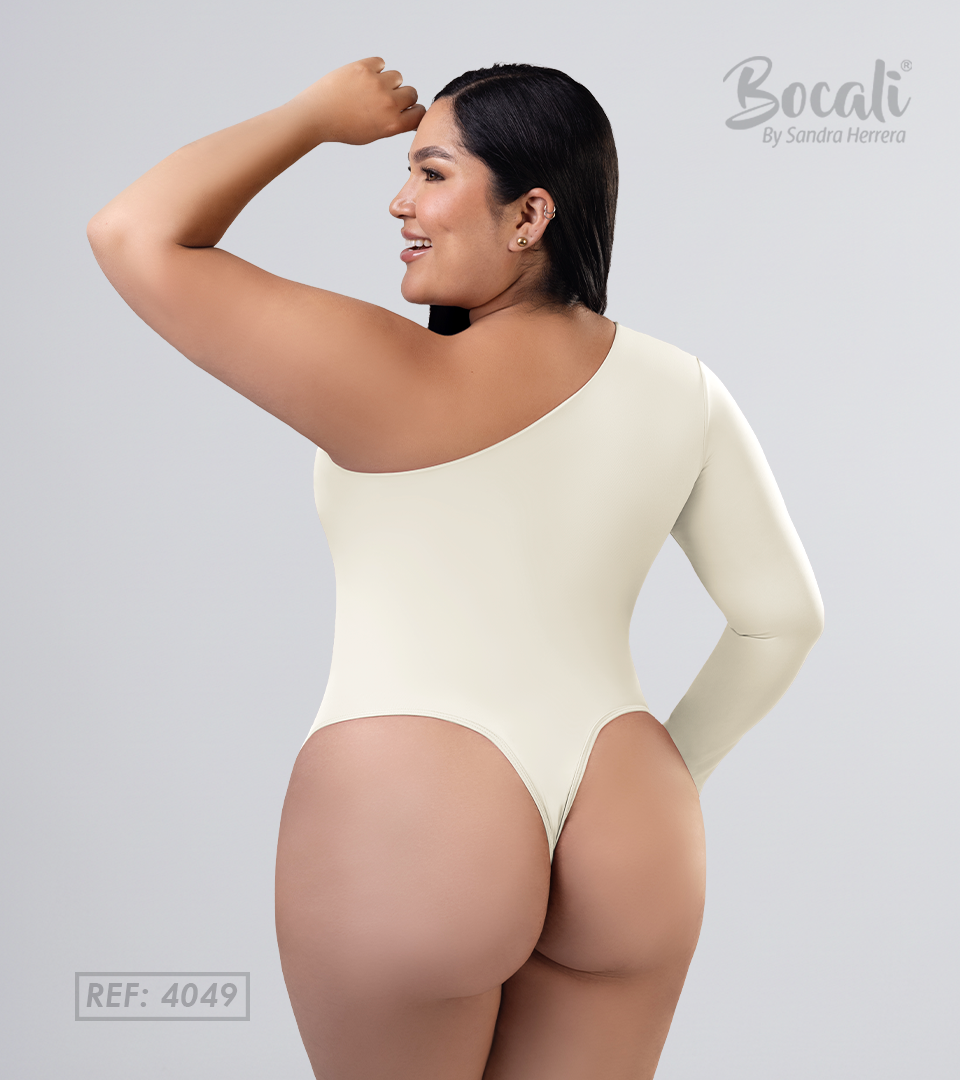 Body Control Asimetrico Manga Larga Marfil ⭐ Pluss