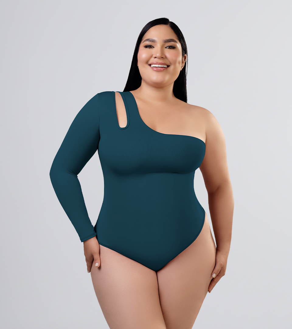 Body Control Asimetrico Manga Larga Verde Botella ⭐ Pluss