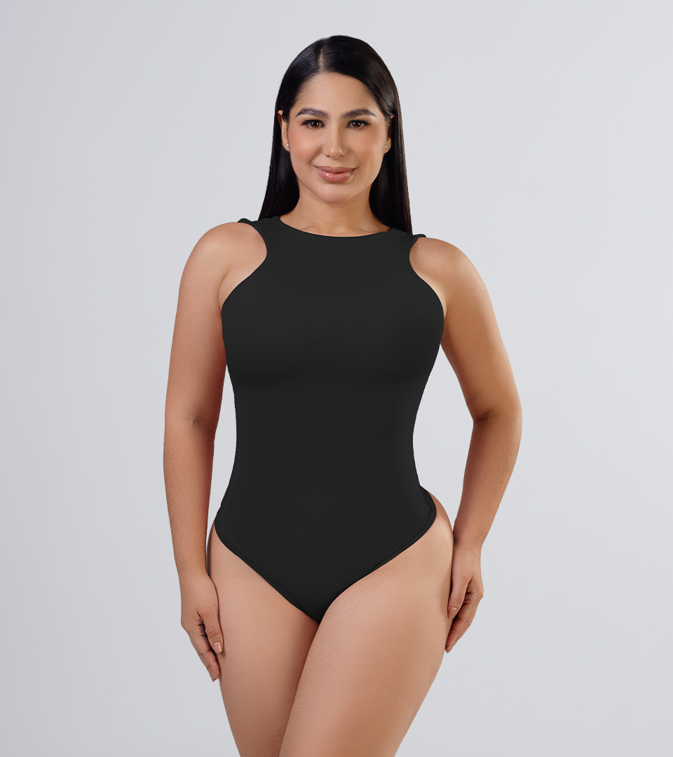 Body Control Basico con Escote en Hombro Negro