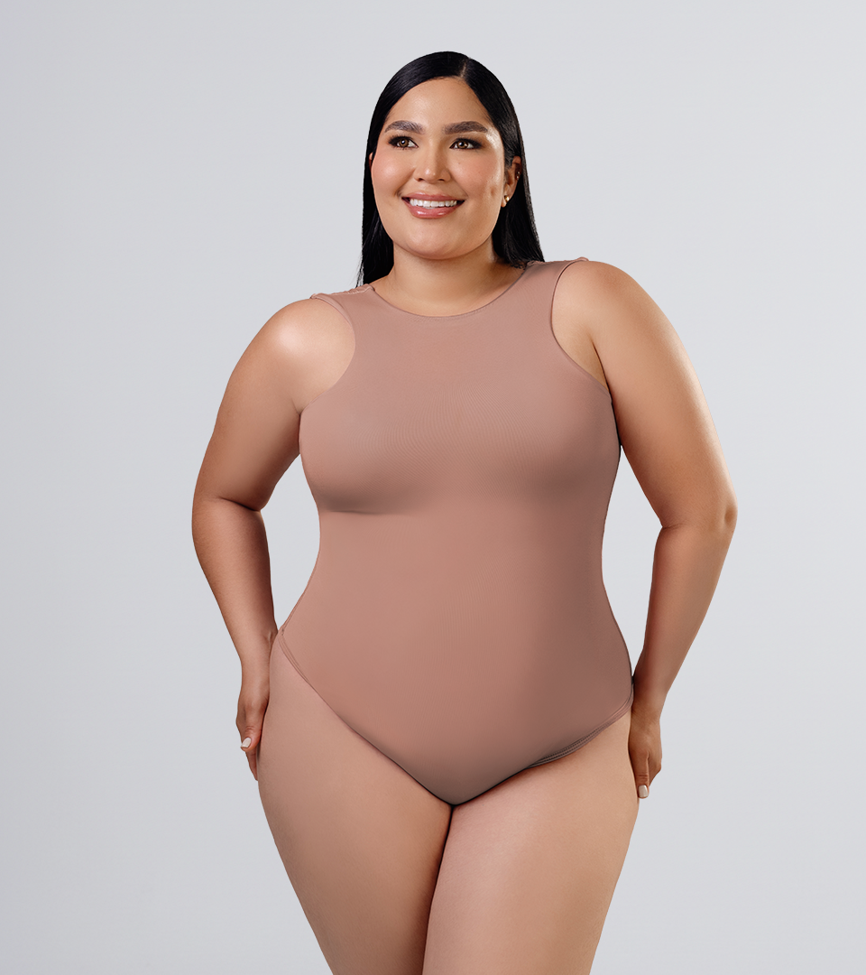 Body Control Basico con Escote en Hombro Moka ⭐ Pluss