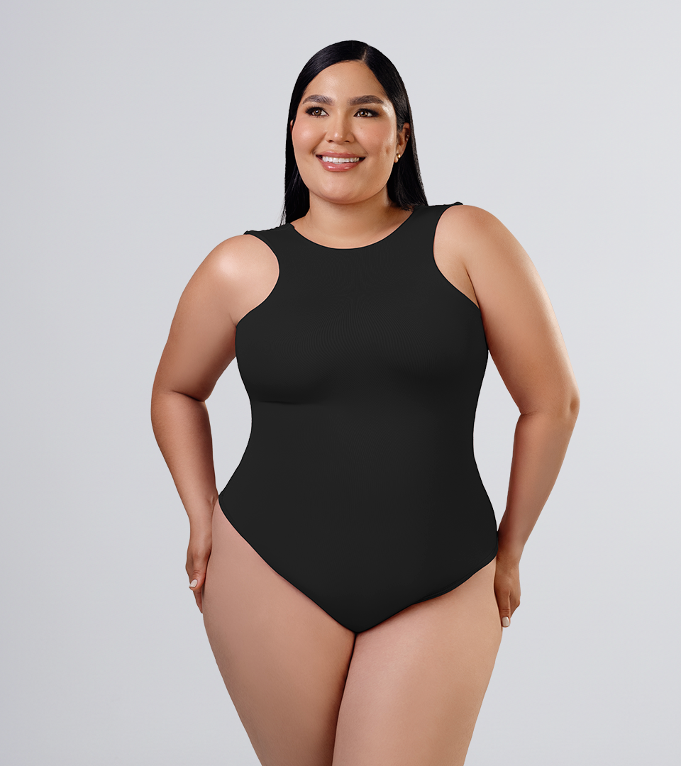 Body Control Basico con Escote en Hombro Negro ⭐ Pluss